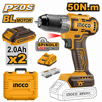 Дрель-шуруповерт аккумуляторная бесщеточный 20 В 50 Нм 15+1 // INGCO INDUSTRIAL CDLI20508